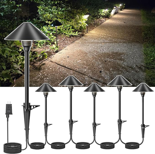 Low Voltage Pathway Lights with Timer, 4H/6H/8H Auto On/Off Low Voltage Landscape Lighting 3000K Waterproof Landscape Path Lights for Flower Bed Backyard Walkway Driveway, Set of 6 Neymlya