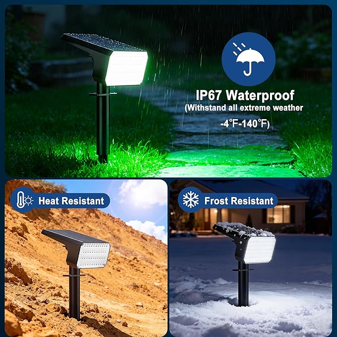 LANSOW Solar Spot Lights Outdoor Color Changing, 2 Pack/7 Modes Waterproof Solar Christmas Landscape Spotlights, LED Solar Powered Flood Lights for Yard Garden Pathway Outside Halloween, Auto ON/Off LANSOW