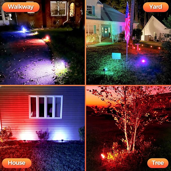Solar Lights Outdoor Color Changing, 85 LEDs 9 Lighting Modes RGB Solar Outdoor Lights, IP67 Waterproof Multicolor Landscape Spotlights for Halloween Holiday Decorations (2 Pack) FratinkSolarLights