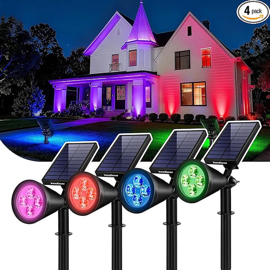 InnoGear Solar Lights Outdoor Waterproof Halloween Christmas Solar Garden Light for Outside Yard Landscape Lighting Pathway Spot Lights Spotlight Wall Light, 4 Pack (Red, Green, Violet Purple, Blue) InnoGear