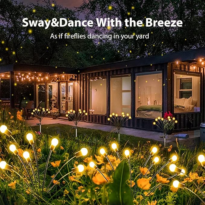 10-Pack Solar Garden Lights, 80 LED Solar Lights Outdoor for Garden Decor, Waterproof Firefly Light Outdoor (Sway by Wind), Swaying Light for Outside Yard Pathway Landscape Decorations (Warm White) Albelt