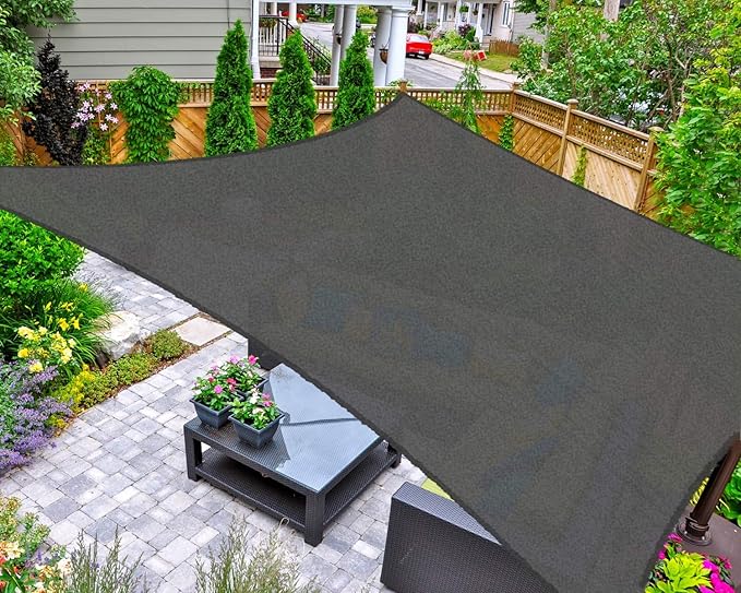 AsterOutdoor Sun Shade Sail Rectangle 10' x 10' UV Block Canopy for Patio Backyard Lawn Garden Outdoor Activities, Graphite AsterOutdoor