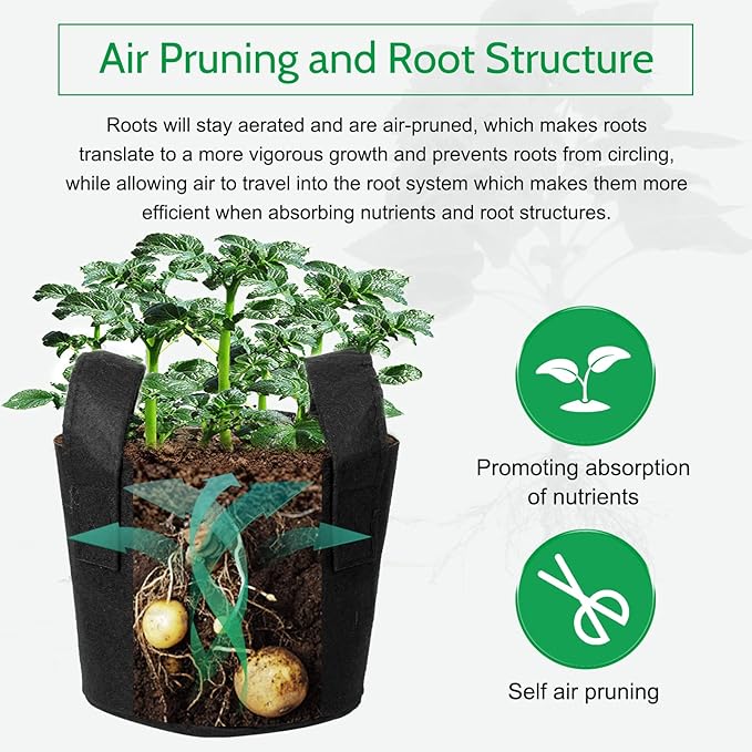 JERIA 12-Pack 20 Gallon Grow Bags, 300G Thickened Nonwoven Garden Pots,Heavy Duty Fabric Pots with Reinforced Handles JERIA