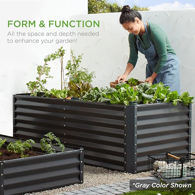 Best Choice Products 6x3x2ft Outdoor Metal Raised Garden Bed, Deep Root Box Planter for Vegetables, Flowers, Herbs, 269 Gallon Capacity, 100% Non Toxic Materials - Taupe BestChoiceProducts