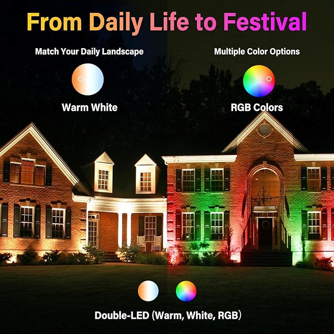 Christmas Spot Lights Outdoor Color Changing Landscape Spotlights,12W RGBW LED Outdoor Spot Lights for Yard Garden Decor,Waterproof 110V Plug in Landscape Lighting with Remote,4 Packs Qeeanmo
