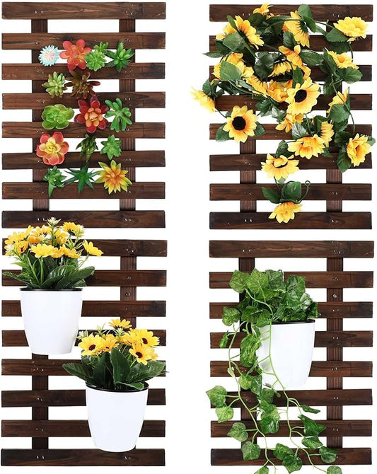 Weysat 4 Pcs Wall Planter Wooden Orchid Hanging Planter for Indoor Plants Wall Mount Planter Stand Frame Display Air Plant Holders Outdoor Vertical Rack Wall Decoration for Garden (11 x 16 in) Weysat