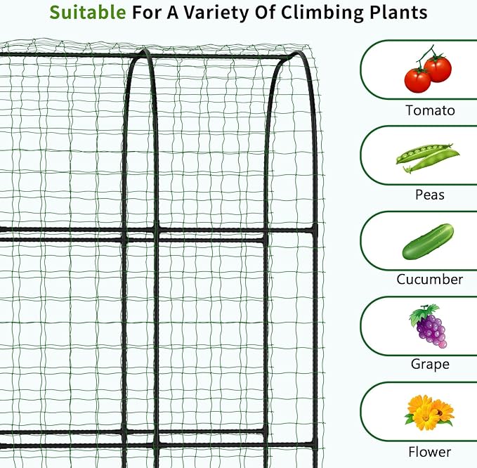 DoCred 3 in 1 Raised Garden Bed with 87in Tall Arch Trellis for Climbing Plants, Galvanized Planter Garden Box Outdoor for Gardening, Climbing Vegetables, Flower, Black DoCred