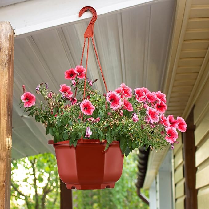Roshtia 50 Pcs 5.9 inch Plastic Hanging Plant Pots with Hooks Flower Pots Baskets Outdoor Hanging Nursery Planter Holder for Home Garden Balcony Porch(Brown, 5.9 inch) Roshtia