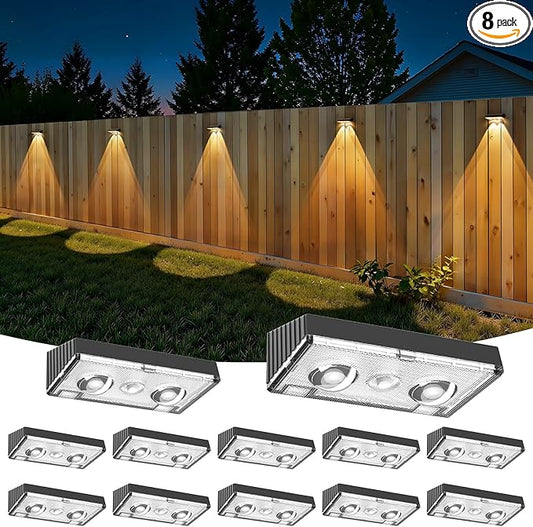 NIORSUN Solar Fence Lights,12 Pack Deck Light,Led Lights Warm White Outdoor Wall Lights,IP45 Solar Powered Light Waterproof for Backyard/Pool/Railing/Patio/Porch/Step/Outside/Garden (Black) NIORSUN