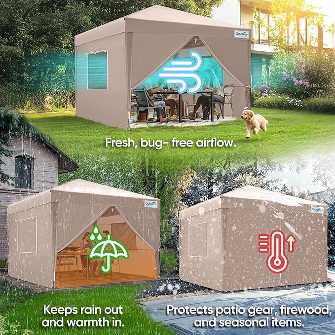 Quictent Privacy 8x8 Pop up Canopy Tent with Sidewalls and Roll-up Ventilated Windows, One Person Easy Setup, Outdoor Commercial Gazebo Shelter Enclosed Waterproof, Bonus 4 Sandbags QUICTENT