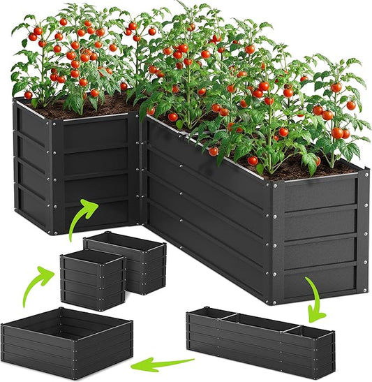 Modular Raised Garden Beds Kit - 6x3x2 Tall 13 in 1 DIY Custom Shapes Metal Raised Beds for Vegetables Flowers Patio Ground Planter Box - Galvanized Raised Garden Beds for Outdoor with Powder Coating Carpathen-ExpertIrrigationsforNourishingGardens