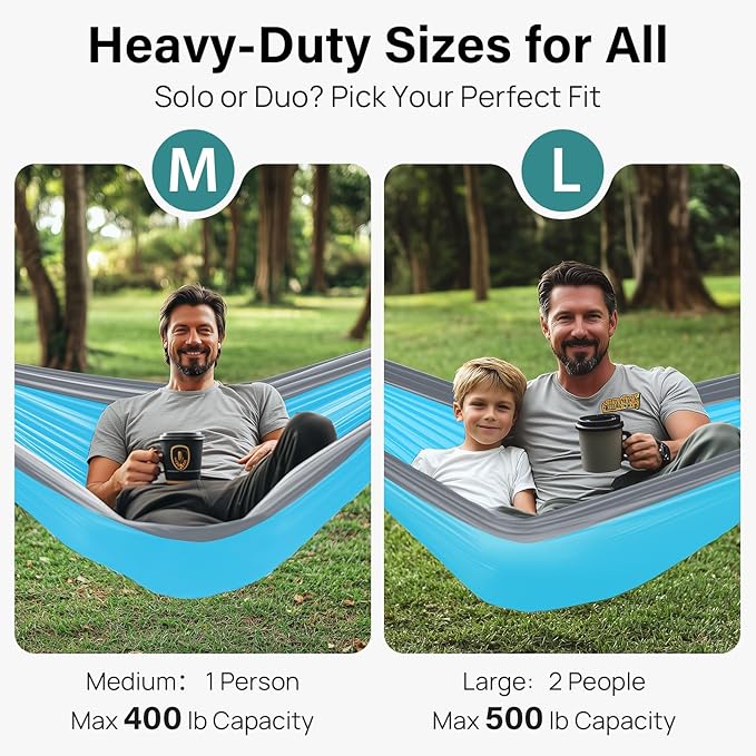 Kootek Camping Hammock, Portable Hammocks with Tree Straps & Attached Carry Bag, Camping Essentials Gear, Perfect for Outside Indoor Hiking Beach Backpack Travel Kootek