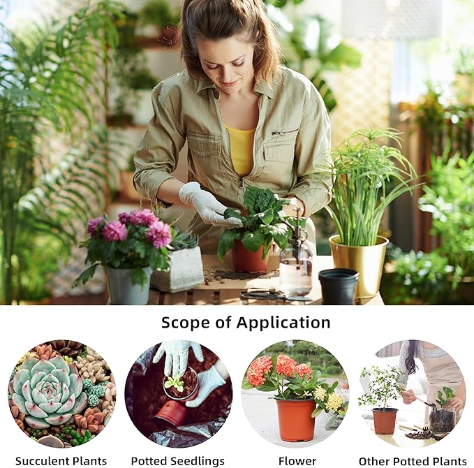 Plant Nursery Pot/Pots 200 Pcs 4" Plastic Small Plants Pots Flower Pots Seed Starting Pots for Plants Indoor Outdoor Seeding pots (with 200 Plant Labels) LWWTBS