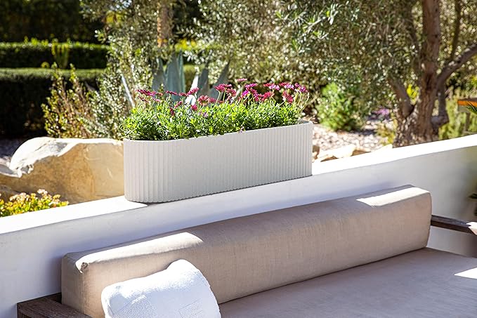 Veradek Demi Series Window Box Planter - Long Planter Box for Windowsill/Balcony | Durable Plastic-Stone Composite Material | Modern Décor for Flowers/Herbs VeradekOutdoor