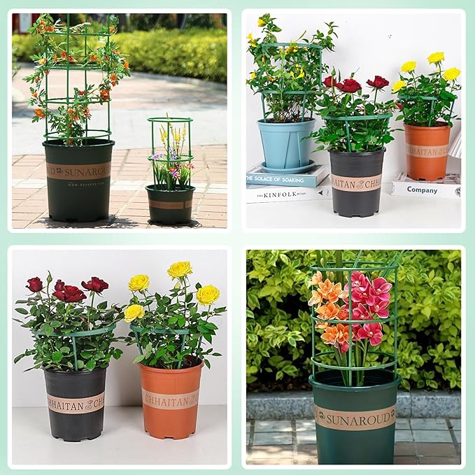 36 Pack Plant Support Stakes for Indoor Plants, Half Round Plant Stakes Ring Stackable 3 Tier Garden Flower Support for More Sizes (10,20,30 Inches), Plastic Cage Trellis for Climbing Leafy Vegetable DIQIUREN