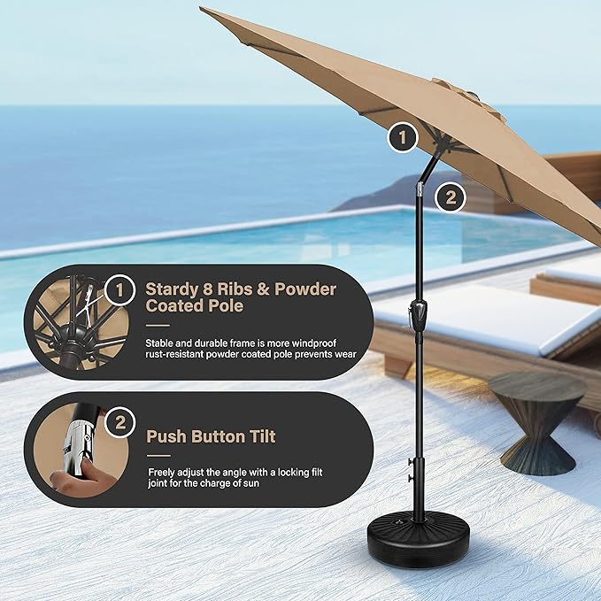 Simple Deluxe 9' Patio Umbrella Outdoor Table Market Yard Umbrella with Push Button Tilt/Crank SimpleDeluxe