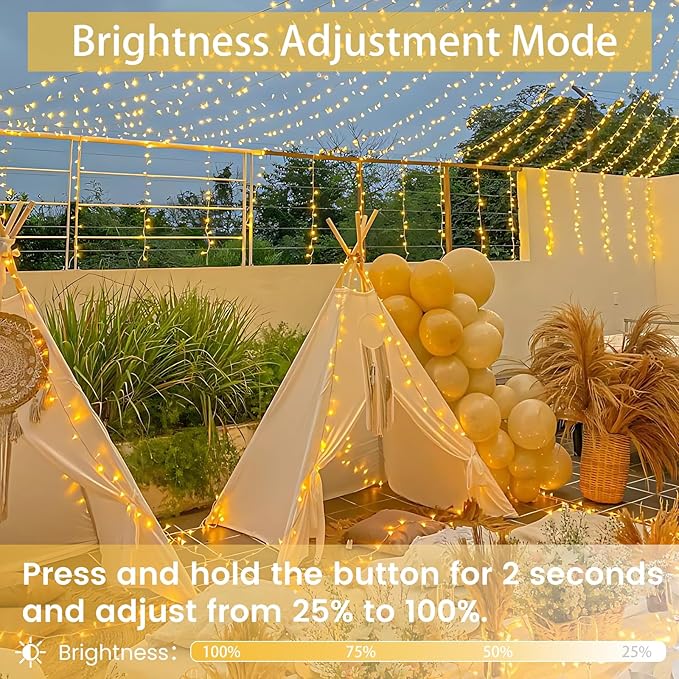 2-Pack 66FT 200 LED String Lights Indoor Outdoor Waterproof, Christmas Lights on Clear Wire, 13 Modes Twinkle Fairy String Lights for Xmas Tree Wedding Decorations Party Bedroom Garden (Warm White) SANJICHA