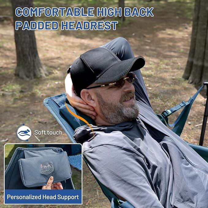 TIMBER RIDGE Hammock Camping Chair, Oversized Swinging Hammock Chair with Adjustable Back and Seat for Outdoor Lawn, Sports, Supports 400lbs, Blue TIMBERRIDGE