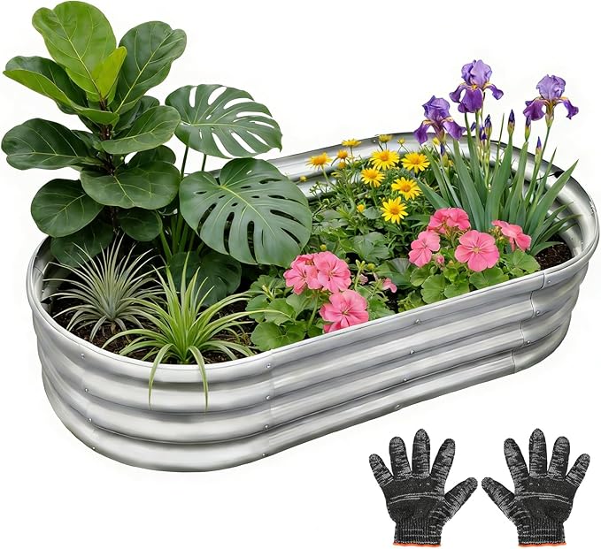 Garden 6x3x1ft Galvanized Raised Garden Bed Kit - Metal Planter Boxes for Vegetables/Herbs/Flowers, Heavy-Duty Steel Outdoor Garden Box with Reinforced Edges(6X3X1FT) Gardeal