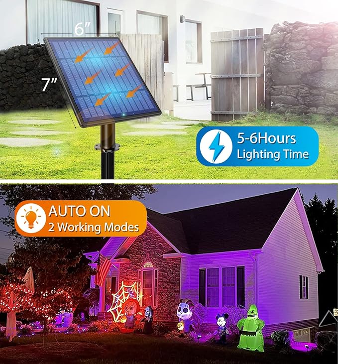 APONUO Christmas Solar Spot Lights Outdoor Color Changing,2 Colors Modes Metal Solar Landscape Lighting RGB Spotlights Waterproof 6-in-1 Wall Lamp for Patio, Pathway, Yard, Garden, Holiday Decoration APONUO