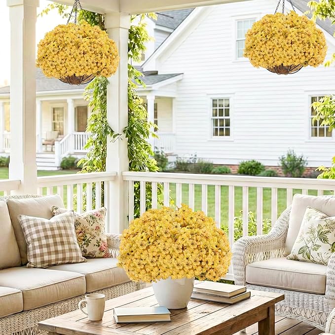 22 Bundles Artificial Flowers Outdoor, Faux Flowers UV Resistant with Plastic Plants, Faux Silk Flowers for Outdoors Outside Front Porch Hanging Planter Window Box Garden Decoration Powbrace