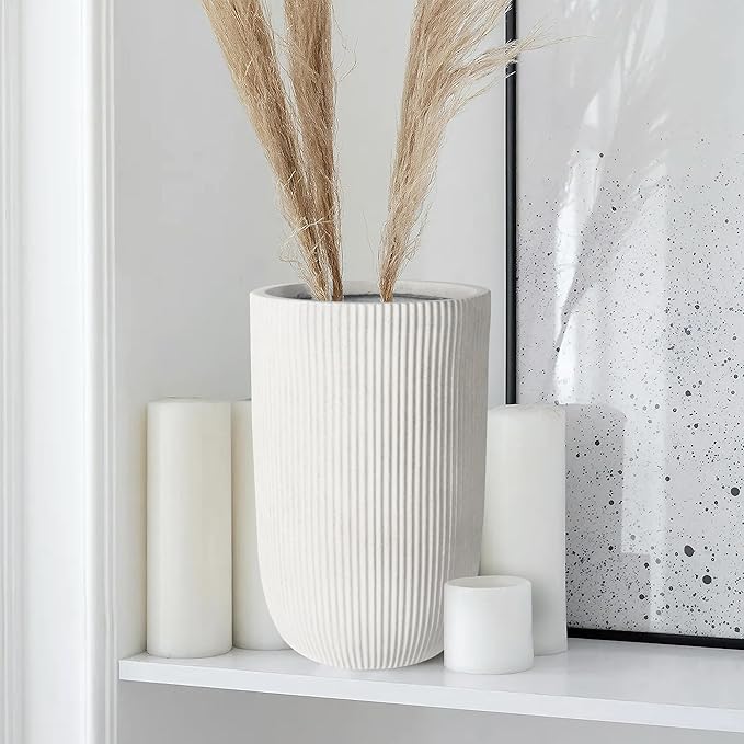Oakrain 18" H Tall Planter, Large Indoor Outdoor Decorative Pot with Drainage Hole, Modern Minimalist Vase for Home Garden, Living Room, Kitchen Oakrain