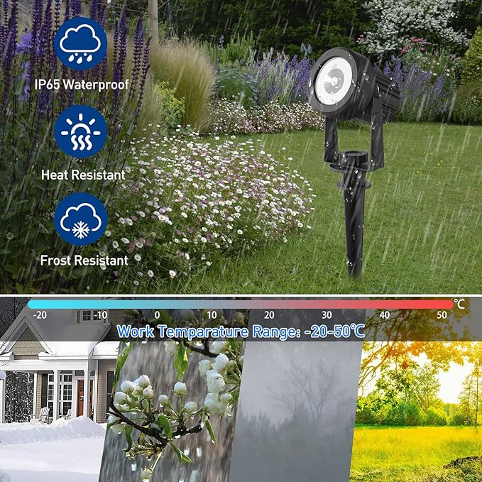 T-SUNUS Christmas Solar Landscape Spotlights 2 Pack Warm White 3000K, IP65 Waterproof Spot Lights 9.8ft Cable, Outdoor Halloween Garden Light Separated Panel for Tree Flag Yard Driveway Walkway Pool T-SUNUSLighting