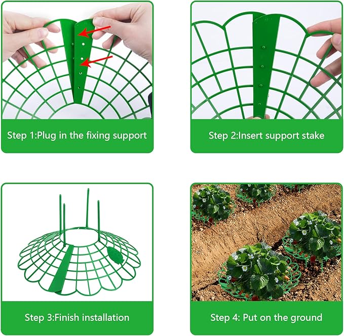 Iceyyyy 10 Pack Strawberry Plant Stand Supports-Strawberry Plant Support Stand Rack with 4 Support Feets-Growing Frame Holder Cage to Keep Berries Clean and Prevent Rot(10 Pack) Iceyyyy