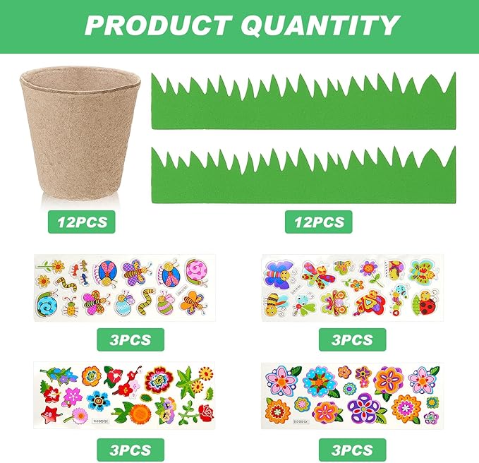 Jecery 30 Sets Garden Paper Craft Kit DIY Foam Flower Pots, Flower Planting and Growing Kit for Spring Summer Early Graduation DIY Crafts Jecery
