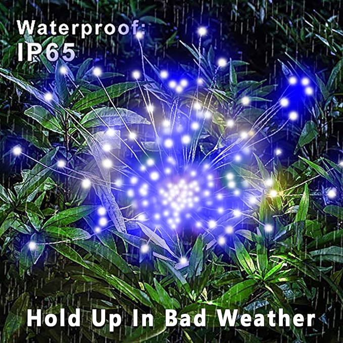 YOTOZU 2 PCS Solar Firework Light, Outdoor Solar Garden Decorative Lights 120 LED Powered 40 Copper Wires String DIY Landscape Light for Walkway Pathway Backyard Christmas Decoration Parties (Blue) YOTOZU