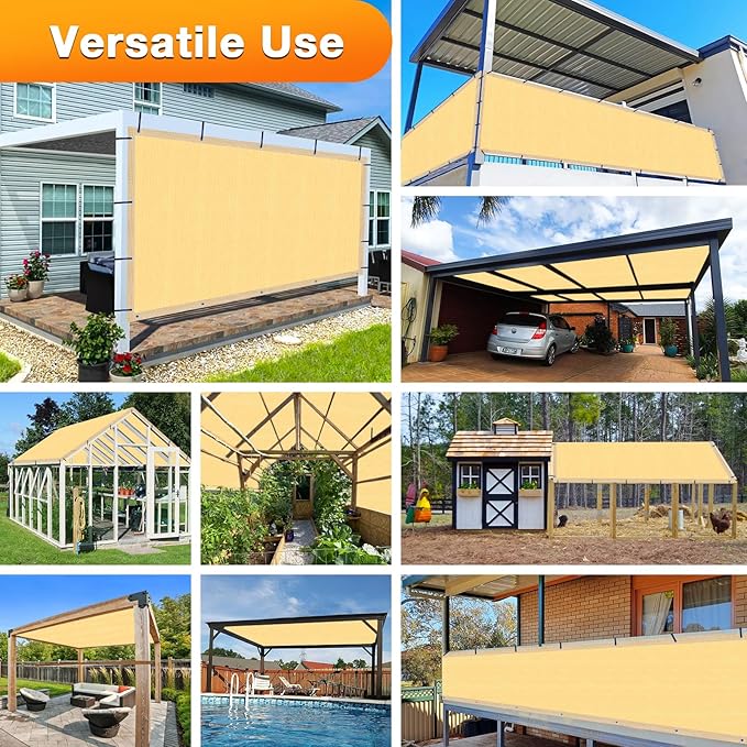 Artpuch Outdoor Pergola Shade Cover 8x9 FT Sun Shade Cloth with Grommets Sand 90% UV Protection Canopy Patio Privacy Screen (Customized Available) Artpuch