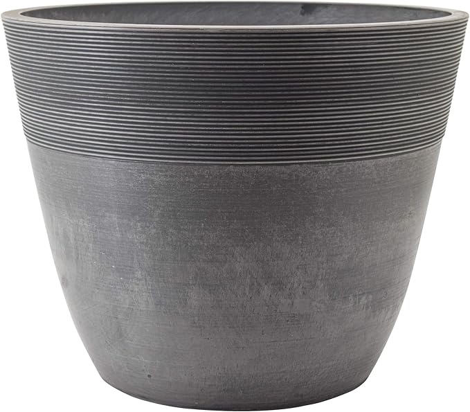 Arcadia Garden Products FM35CT Etched Pot 14x11-Cement PSW