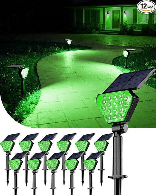 T-SUN Solar Lights Outdoor Waterproof IP65, 12 Pack LED Solar Spot Lights Color Changing IP65 Waterproof Smart Auto On/Off for Outside Landscape Garden Yard Lawn Pathway Patio Driveway T-SUN