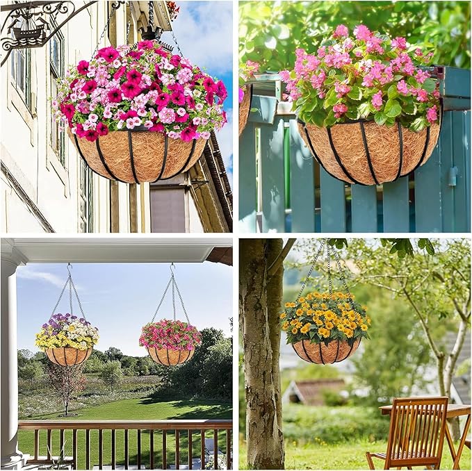 Y&M 4PCS 16" Round Coconut Fiber Liner Pre-Formed Replacement for 16'' Hanging Basket YM