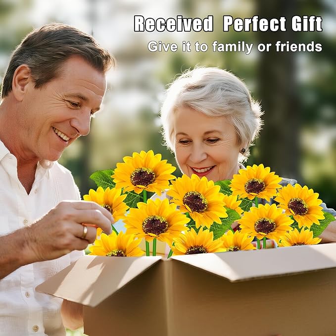Solar Sunflower Lights Outdoor Flower Lights,6 Pack 36 Sunflower Waterproof Lights for Outside Party Gardening Gifts Mother's Day for Patio Yard Pathway Party Housewarming Gift yeuago