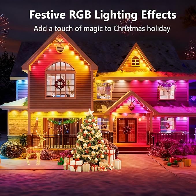 100FT Permanent Outdoor Lights, RGB LED Eaves Lights with IP67 Waterproof, Smart App Remote Control, Music Sync, for Christmas, Holiday Decorations Rootora