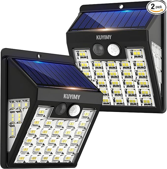 Solar Lights Outdoor, 72 LED Motion Sensor Wall Light, IP65 Waterproof and 3 Lighting Modes, Solar Powered Security Wireless Light Outside for Patio, Garden, Fence, Porch, Front Door(2 Packs) KUYIMY