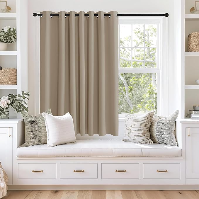 NICETOWN Blackout Curtains 63 inches Long for Living Room Bedroom, Grommet Thermal Insulated Room Divider Drape Window Treatment for Sliding Patio Door, W100 x L63, 1 Panel, Taupe NICETOWN