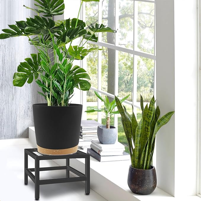Plant Stand Indoor Outdoor, 2 Pcs Heavy Duty Plant Stands Metal Pedestal Stand for Indoor Outdoor, Wrought Iron Flower Stand Display Planter Shelf for Garden Deck Living Room Lilybud--lily