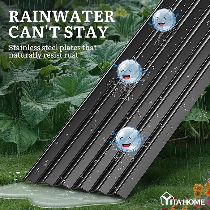 YITAHOME 8x4x1.5ft 2pcs Large Raised Garden Bed Kit, Galvanized Metal Planter Box with Gloves, Ground Nails & Safety Rubber, Outdoor Above Ground Planters for Plants Vegetables Flowers, Black YITAHOME