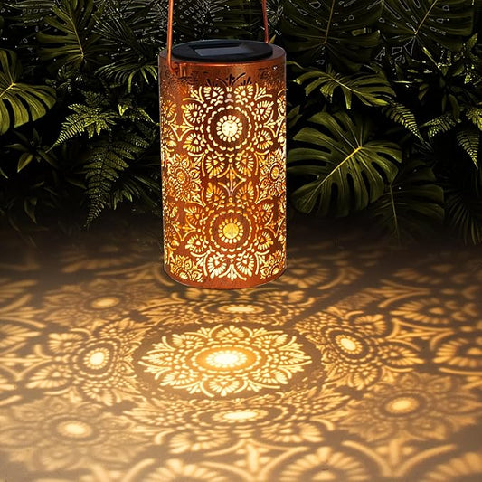 Solar Lanterns Outdoor Hanging Lantern Lights,Sunflower Metal Decor Lanterns-Waterproof LED Decorative Light for Garden Patio Yard Lawn Backyard Front Porch as Gifts for Mom Grandma Women DIBIEECN