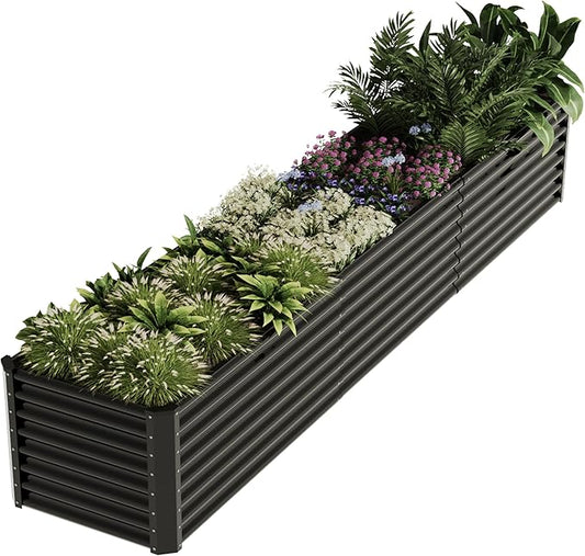 12x2x2ft Raised Garden Beds Outdoor Kit, Galvanized Planter Garden Boxes Outdoor, Metal Raised Garden Beds for Vegetables,Fruits,Herb,Flower,Black kingddeergardenbed