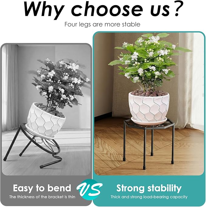 5-Pack Metal Plant Stands for Outdoor Indoor, Anti-Rust Iron Flower Pot Stand, Heavy Duty Plant Pot Shelf for Multiple Plant, Decoration Racks for Home, Patio & Garden (Black) NBPUJ