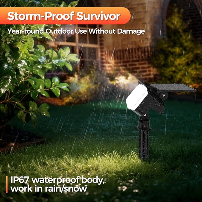 Solar Spot Lights Outdoor, 92 LEDs Landscape Lighting with 3 Lighting Modes and Auto On/Off, IP67 Waterproof Spotlights, Outdoor Solar Lights for Yard Garden, 2 Pack (Cool White) FratinkSolarLights