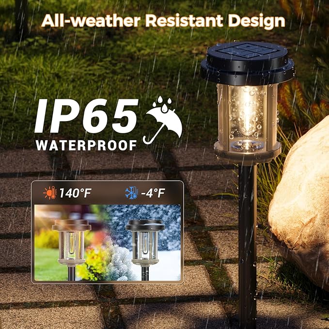 XMCOSY+ Solar Pathway Lights, 20 LM Bright Solar Lights Outdoor Waterproof IP65, Metal Outdoor Light for Outside Garden Path Yard Walkway Driveway (‎Black & Grey) XMcosy