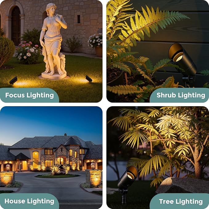 Gardencoin Low Voltage Landscape Spotlight, 12V LED Outdoor Landscape Lighting, Landscape Spot Lights Wired for Garden and Yard, Aluminum Up Lighting Fixture with 5W MR16 Replaceable Bulb (12 Pack) Gardencoin