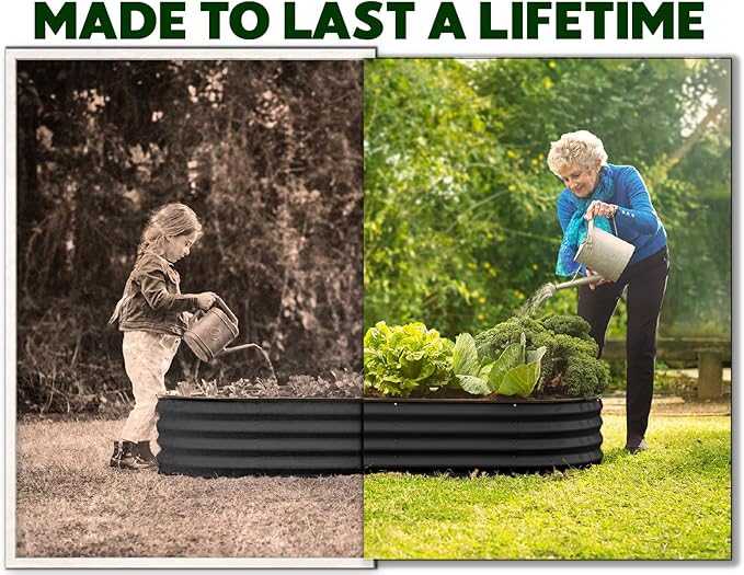 Plant & Plot Galvanized Raised Garden Beds Outdoor // 4×2×1 ft (2-Pack) Planter Raised Beds for Gardening, Vegetables, Flowers // Large Metal Garden Box // Patented Tool-Free Design (Black) PlantPlot