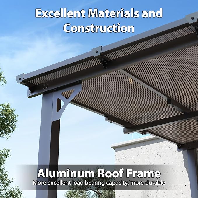 Aoxun 20'x10' Gazebo for Patio, Premium Pergola with Sloped Roof, Large Wall-Mounted Heavy Duty Awnings, for Backyard, Patio, Deck and More Aoxun