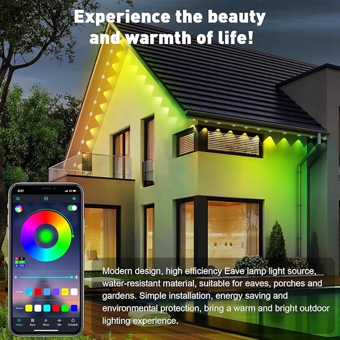 300FT Permanent Outdoor RGB Lights - Waterproof Smart LED Eaves Lights with App/Remote Control, Music Sync & DIY Scenes, Perfect for Christmas, Halloween, Parties & Daily Decor, Ideal for House Roof Rootora
