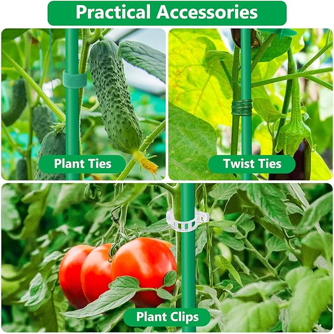 Lezmarket 150 Pack Garden Stakes(16" Each), Plant Support Stakes, DIY 4ft 5ft 6ft 7ft Sturdy Fiberglass Plant Sticks Support Garden Trellis for Growing Climbing Tomato Vegetables Flowers Lezmarket